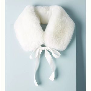 Anthropologie Ribbon Tied Faux Fur Ascot
